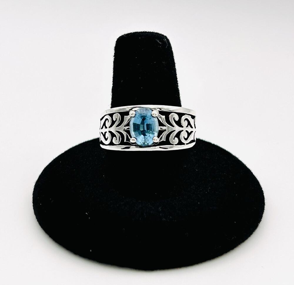 James Avery 925 Sterling Silver Adoree Blue Topaz Gemstone Ring Size 9.5
